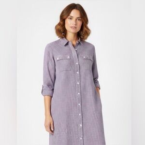 Theory Dinorah Blue White Red/Burgundy Gingham Shirt Dress 100% Cotton Size 4